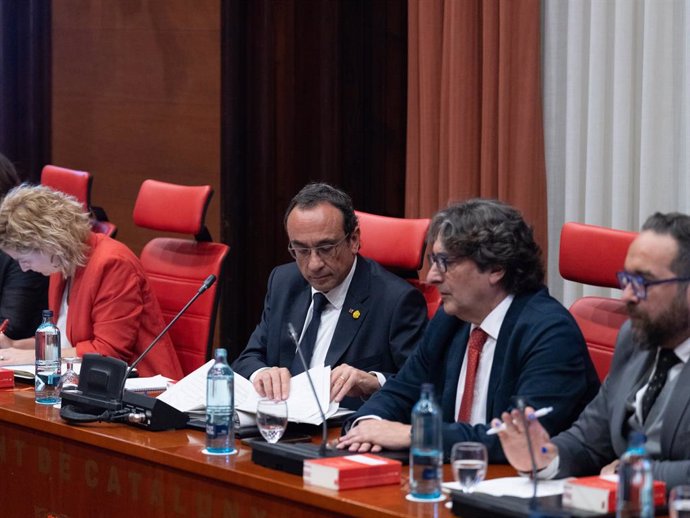 El president del Parlament, Josep Rull, en la reunió de la Junta de Portaveus