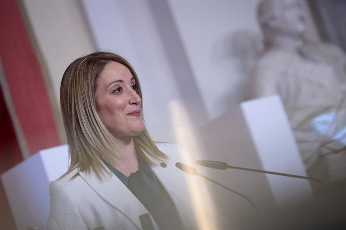 Archivo - La presidenta del Parlamento Europeo, Roberta Metsola.