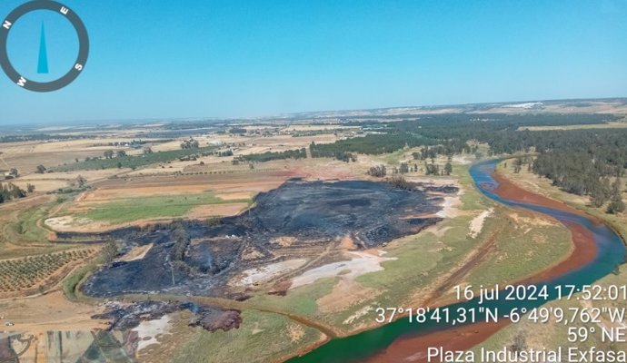 Zona afectada por el incendio en un paraje de Trigueros (Huelva).