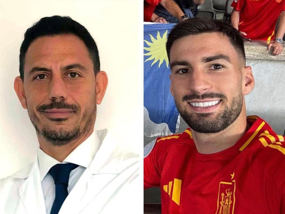 A la izquiera, el doctor Claudio Vázquez y, a la derecha, el jugador roquetero Álex Baena, ambos premiados con el Escudo de Oro de la Ciudad.