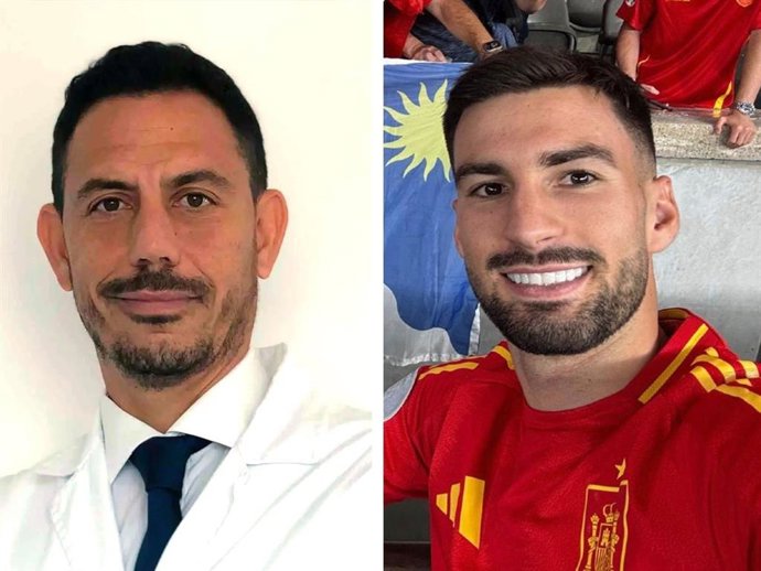 A la izquiera, el doctor Claudio Vázquez y, a la derecha, el jugador roquetero Álex Baena, ambos premiados con el Escudo de Oro de la Ciudad.