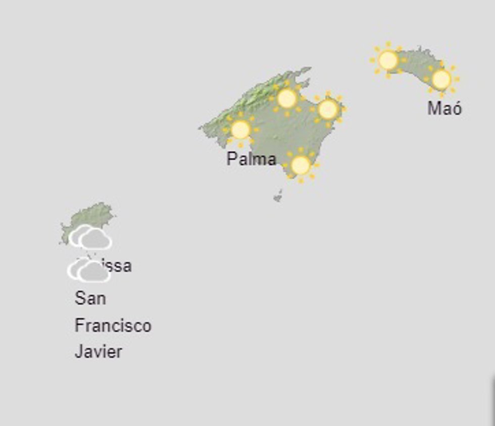 Mapa meteorológico de Baleares, a 17 de julio de 2024.