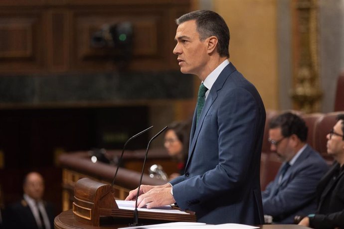 El presidente del Gobierno, Pedro Sánchez, comparece durante una sesión extraordinaria en el Congreso de los Diputados, a 17 de julio de 2024, en Madrid (España).