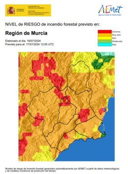 Archivo - Nivel incendio forestal en la Región
