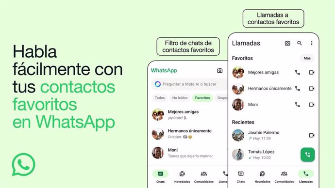 Nueva función de contactos favoritos en WhatsApp.