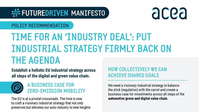 El sector del automóvil europeo pide un 'pacto industrial' para elevar la competitividad en Europa.