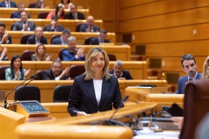 Archivo - La portavoz del Partido Popular en el Senado, Alicia García Rodríguez, durante una sesión plenaria, en el Senado, a 14 de mayo de 2024, en Madrid (España).  La Ley de Amnistía da hoy su último paso en el Senado, cuando el PP hará valer su mayorí