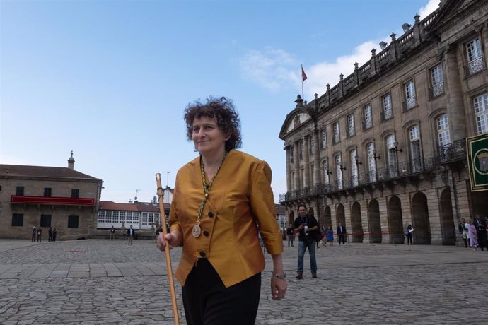 Archivo - La alcaldesa de Santiago, Goretti Sanmartín, a su llegada a la tradicional ofrenda al Apóstol, a 25 de julio de 2023, en Santiago de Compostela. Foto de archivo