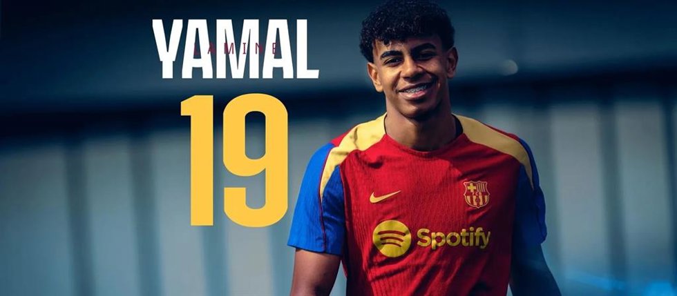 Infografía con el jugador del FC Barcelona Lamine Yamal y el dorsal '19' que llevará con el primer equipo del Bara