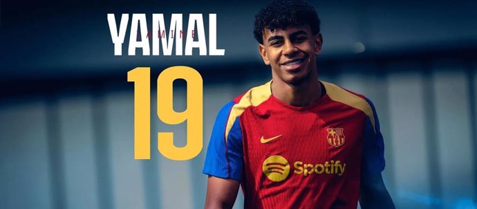 Infografía con el jugador del FC Barcelona Lamine Yamal y el dorsal '19' que llevará con el primer equipo del Barça