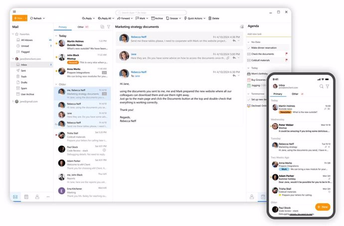 eM Client: the new version of the email app for Windows, Mac, Android and iOS incorporates AI tools.  