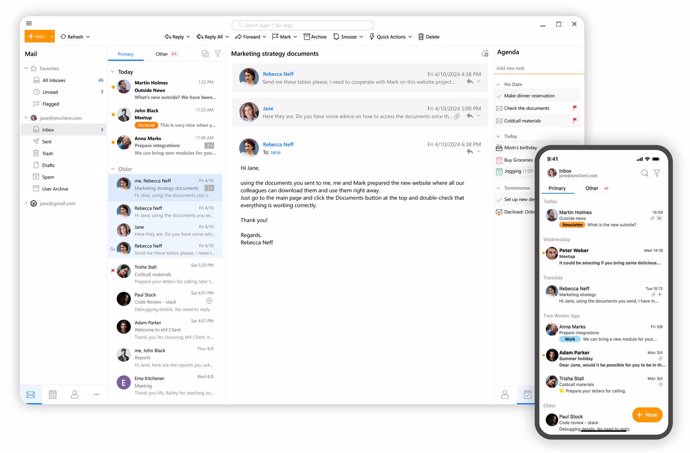 eM Client: the new version of the email app for Windows, Mac, Android and iOS incorporates AI tools.