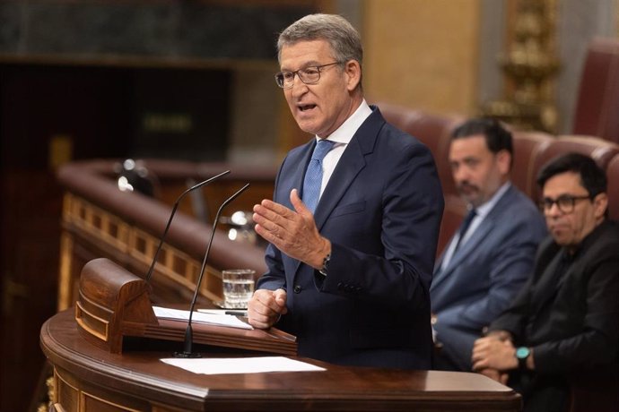 El presidente del Partido Popular, Alberto Núñez Feijóo, interviene durante una sesión extraordinaria en el Congreso de los Diputados, a 17 de julio de 2024, en Madrid (España). Pedro Sánchez presenta hoy las líneas fundamentales del Plan de Acción por la