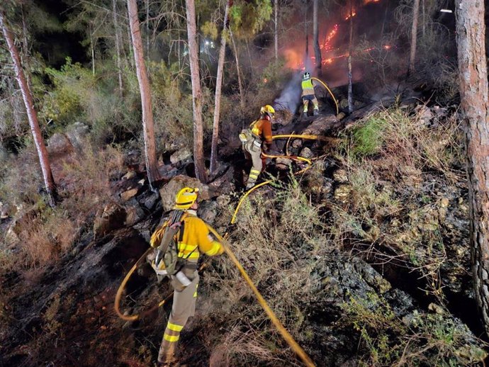 Imágenes de anoche facilitadas por la Unidad de Defensa contra los Incendios Forestales de la Dirección General de Patrimonio Natural y Acción Climática