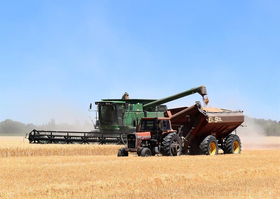 Archivo - Tractor en el campo