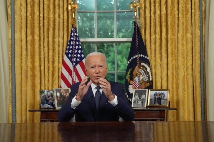 El presidente de EEUU, Joe Biden, durante un discurso a la nación desde el Despacho Oval de la Casa Blanca (archivo)