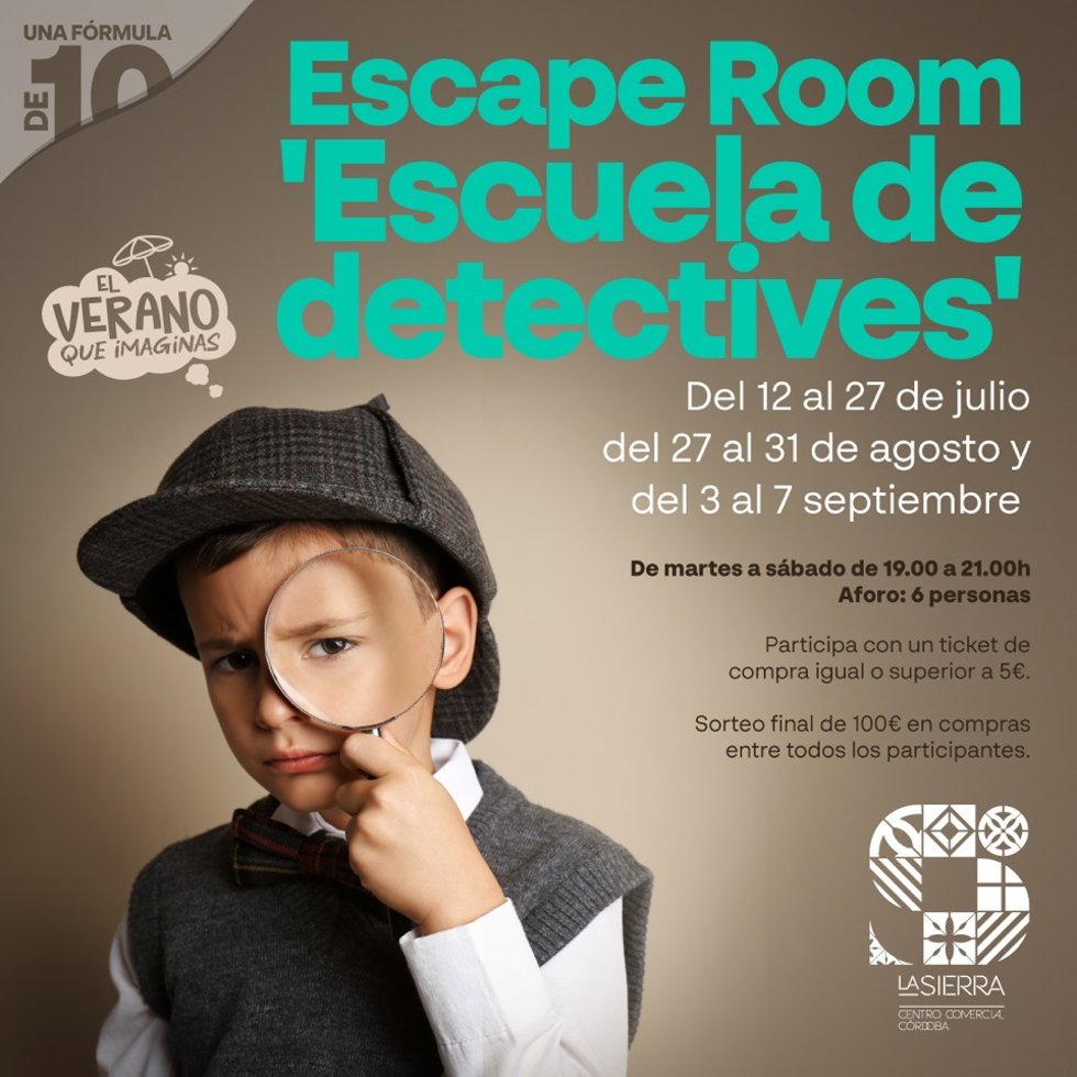 Cartel del 'escape room' 'Escuela de detectives'.