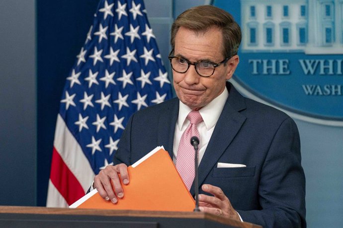 July 8, 2024, Washington, District Of Columbia, USA: National Security Communications Advisor John Kirby speaks during a press briefing in the James S Brady Press Briefing Room of the White House in Washington, DC on Monday, July 8, 2024