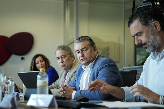 El consejero de Presidencia, Interior, Diálogo Social y Simplificación Administrativa de la Junta de Andalucía, Antonio Sanz, durante la reunión del Consejo Rector de la Agencia Digital de Andalucía, a 19 de julio de 2024 en Sevilla (Andalucía, España). E