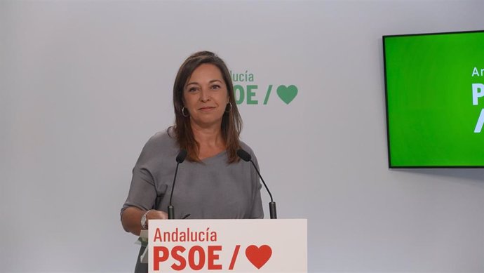 La portavoz del 'Gobierno Alternativo' del PSOE-A, Isabel Ambrosio, en rueda de prensa.