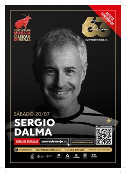 Sergio Dalma en el cartel del concierto en el 63 Festival de Música Cueva de Nerja (Málaga)