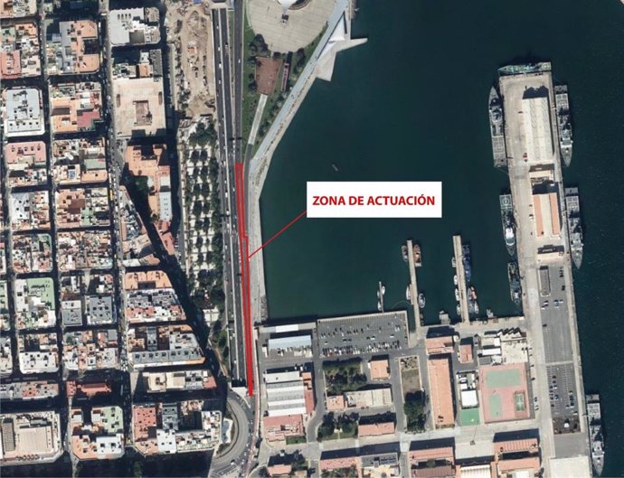 Zona de la Avenida Marítima de Las Palmas de Gran Canaria para asfaltar