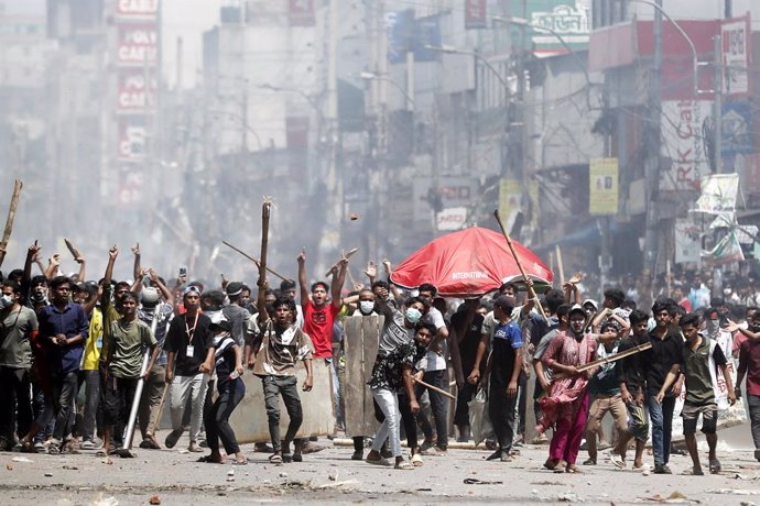 Protestes contra el sistema de quotes a Bangladesh 