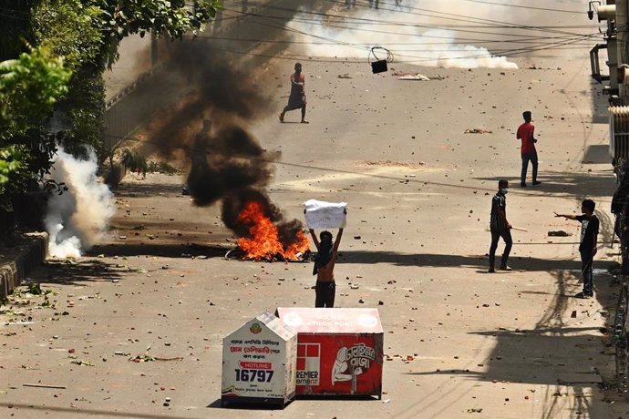 Imagen de archivo de protestas en Bangladesh 