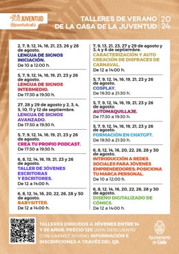 Talleres de verano de la Casa de la Juventud.