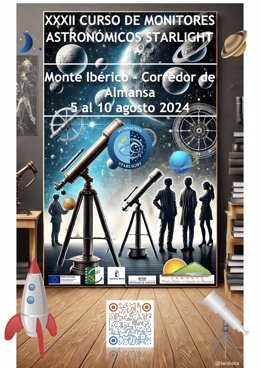 Cartel del curso piloto que formará monitores astronómicos en la provincia de Albacete.