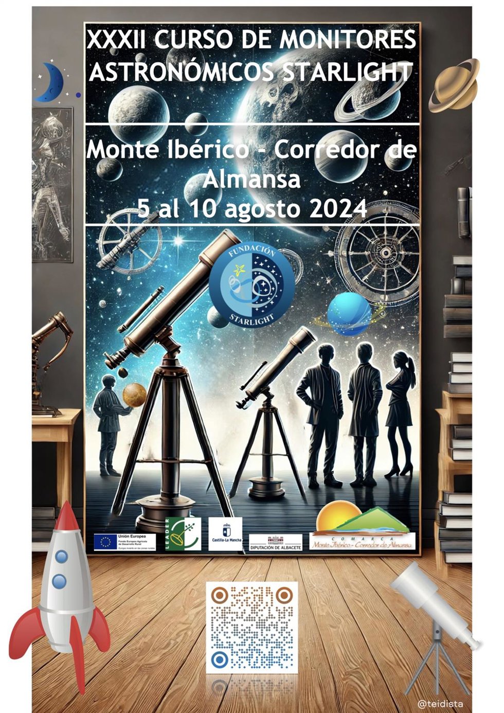Cartel del curso piloto que formará monitores astronómicos en la provincia de Albacete.