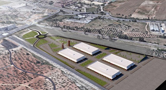 Vista aérea del futuro Palacio de Congresos de Dos Hermanas.