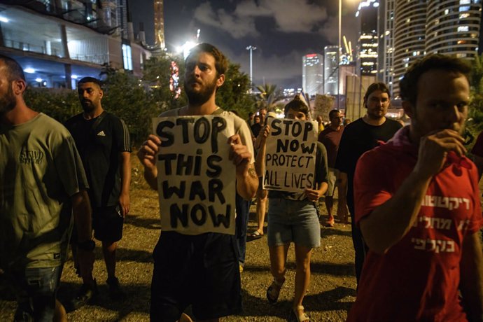 Manifestación contra Benjamin Netanyahu en Tel Aviv