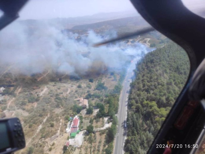 Incendio de Víznar (Granada), esta tarde.