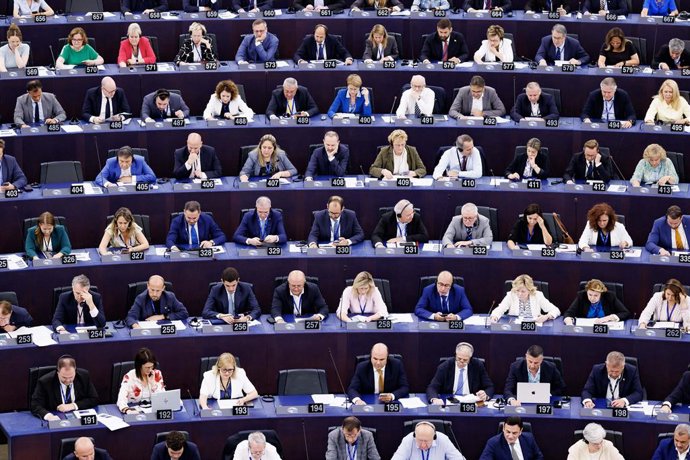 Deputati europei durante la seduta plenaria del Parlamento europeo a Strasburgo, MercoledÃ, 17 Luglio 2024 (Foto Roberto Monaldo / LaPresse)..European deputies during the plenary session of the European parliament in Strasbourg, Wednesday, July 17, 2024 