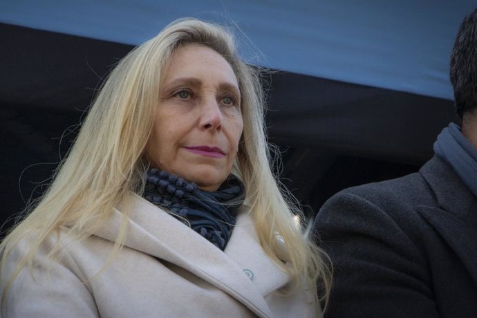 July 9, 2024, Buenos Aires, Argentina: The General Secretary of the Presidency of Argentina and sister of the President, Karina Milei observes from the official box the Independence Day parade. In the city of Buenos Aires, around 11:00 a.m., the parade fo