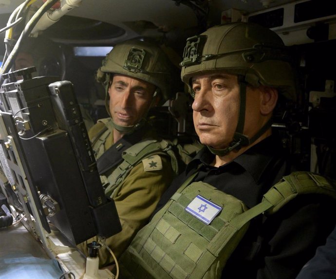 July 18, 2024, Rafah, Gaza Strip: Israeli Prime Minister BENJAMIN NETANYAHU visits IDF troops in Rafah and the Philadelphi Corridor in the Gaza Strip. The PM received a briefing on logistics, maintenance and medical personnel, who have been working around