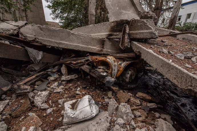 Archivo - July 17, 2022: Mikolaiv University building destroyed by the bombing of the city by Russian forces.