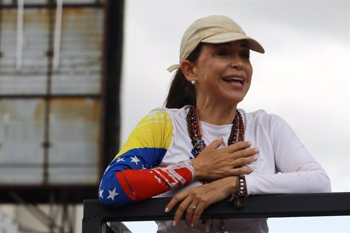 La opositora venezolana María Corina Machado en un acto de campaña.