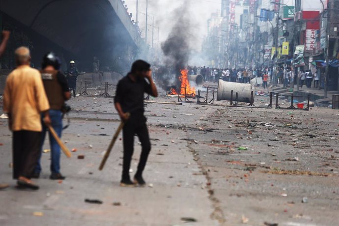 Imagen de archivo de protestas en Bangladesh 