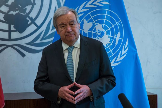 Archivo - May 6, 2024, New York, Ny, UNITED STATES: The Secretary-General Antonio Guterres with H.E. Mr. Sergio Mattarella, President, Republic of Italy at the United Nations headquarters in New York in the United States this Monday, May 6