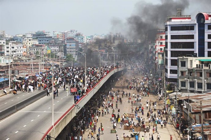 Protestas contra el Gobierno de Bangladesh en Daca el 18 de julio