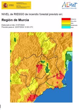 Archivo - Riesgo incendio este lunes en la Región de Murcia