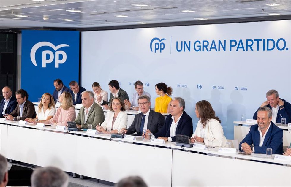 Vista general de la Junta Directiva Nacional del Partido Popular tras la ruptura de los pactos autonómicos con VOX, en el Hotel NH Collection Eurobuilding, a 22 de julio de 2024, en Madrid (España). Durante la Junta, se ha hecho balance de un curso polí