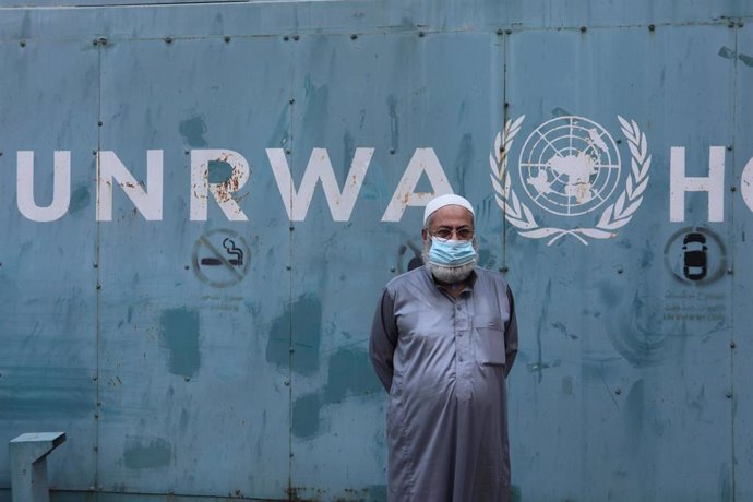 Archivo - Logotipo de la UNRWA en Gaza