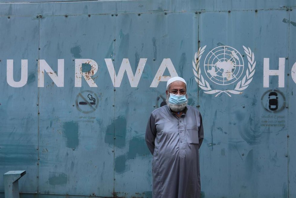 Archivo - Logotipo de la UNRWA en Gaza
