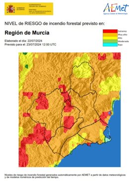 Archivo - Riesgo incendio en la Región de Murcia