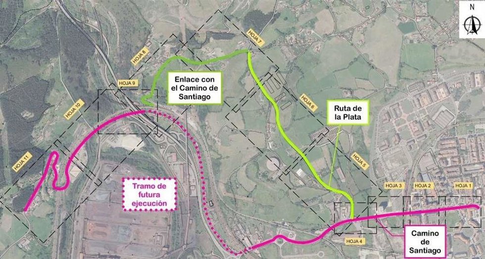 Plano obras de adecuaciónambiental de la salida Oeste del Camino de Santiago en Gijon.
