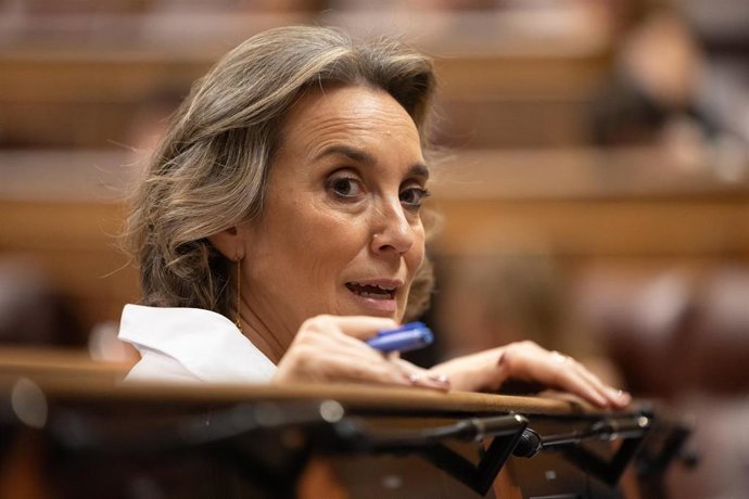 La secretaria general del PP, Cuca Gamarra, durante una sesión plenaria extraordinaria, en el Congreso de los Diputados, a 23 de julio de 2024, en Madrid (España).