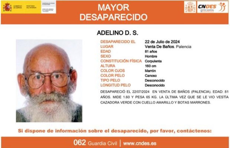 Información sobre el mayor desaparecido en Venta de Baños.